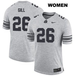 Women's NCAA Ohio State Buckeyes Jaelen Gill #26 College Stitched Authentic Nike Gray Football Jersey UD20F27TY